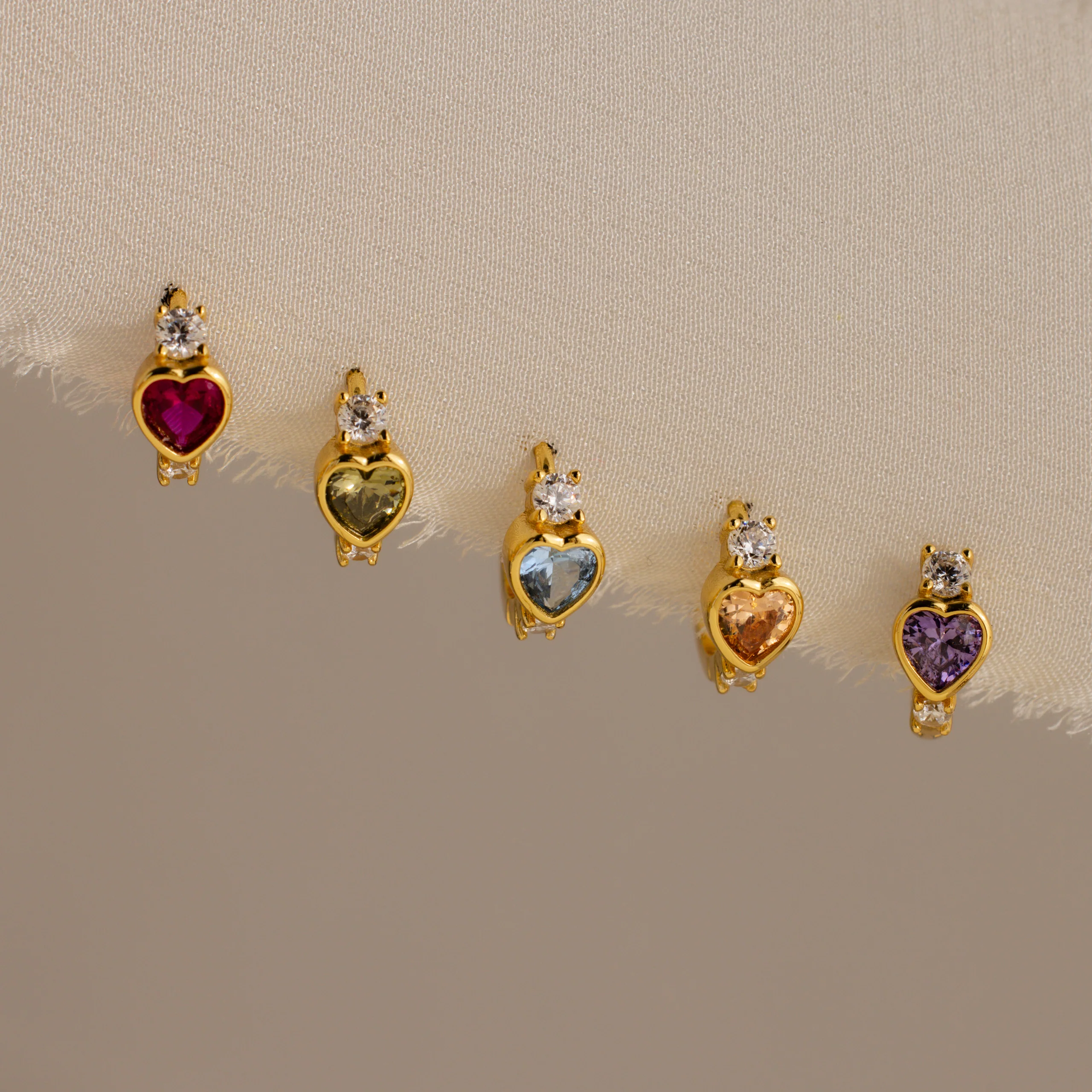 Heart Gemstone Studs Set