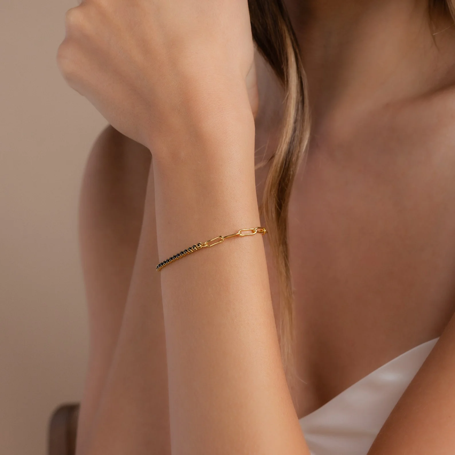 Stoned Gold Bangle