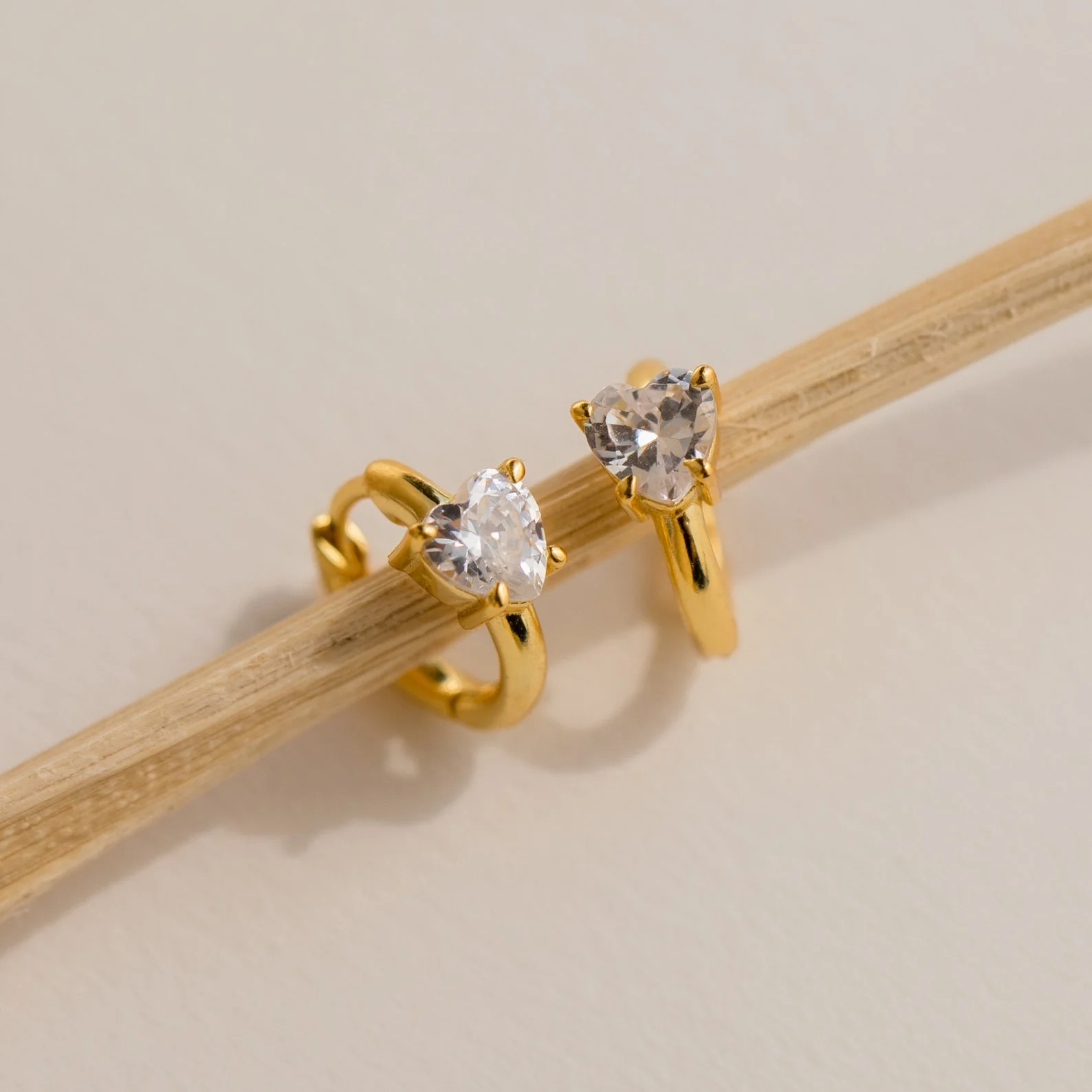 Heart Diamond Gold Hoops